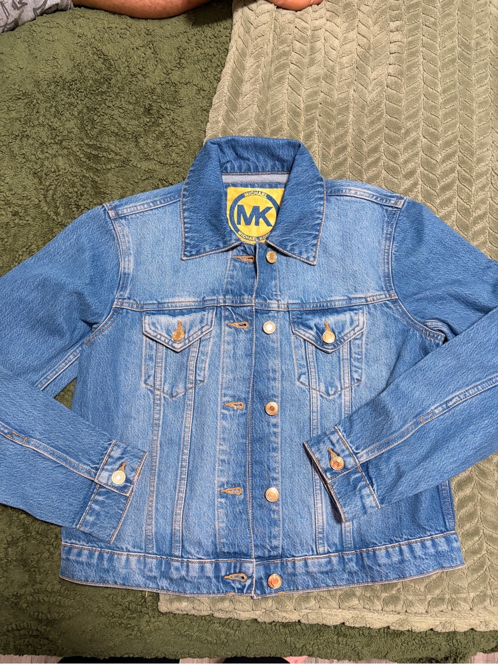Michael Kors Light Blue Denim Jacket with Gold Buttons